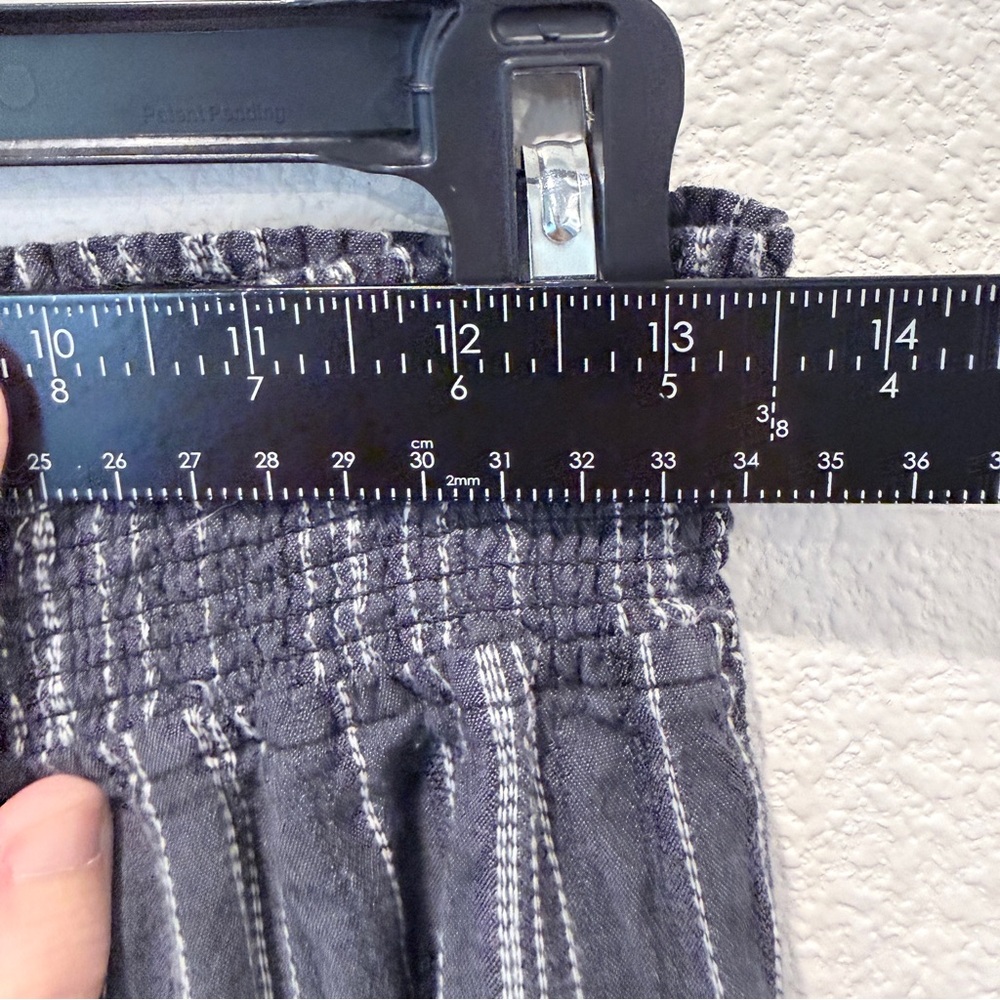 Given Kale Striped Wide Leg Pants M Smocked Waist Boho Coastal Grandmacore - Picture 9 of 11